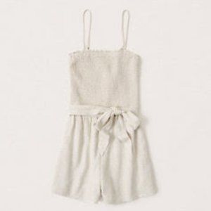 Abercrombie & Fitch Strapless Linen-Blend Romper, Size S